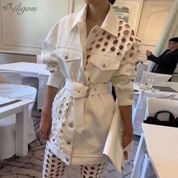 ailigou summer 2020 new women's lapel single-breasted denim jacket hole hollow hollow casual streetwear coat with belt, Black;brown
ailigou summer 2020 new women's lapel single-breasted denim jacket hole hollow hollow casual streetwear coat with belt, Black;brown