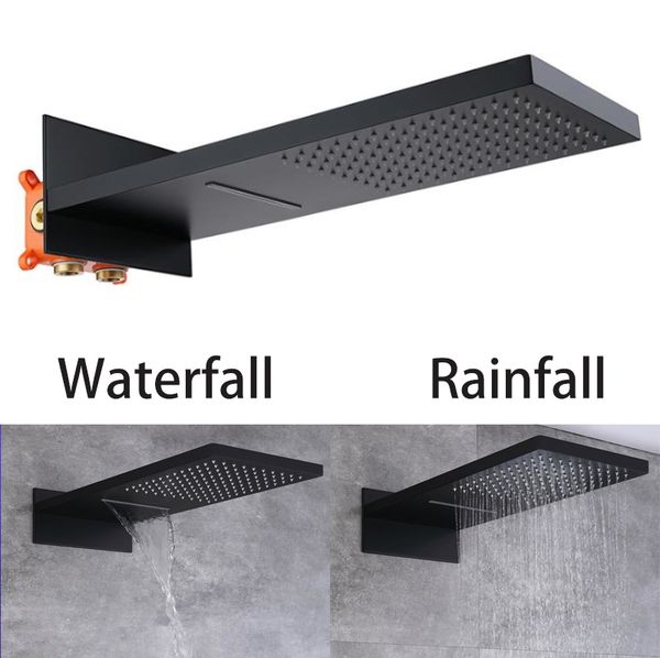 luxury bathroom 304sus ceiling shower head accessories black surface 550x230mm multi functions rain waterfall shower d422
luxury bathroom 304sus ceiling shower head accessories black surface 550x230mm multi functions rain waterfall shower d422