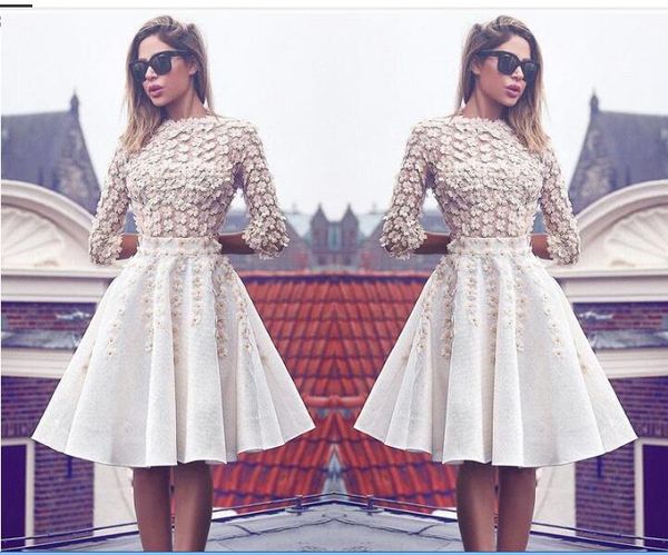 2020 modest ivory homecoming dresses knee length 3d flowers a line cocktail gowns with 3/4 long sleeves vintage prom dresses, Red
2020 modest ivory homecoming dresses knee length 3d flowers a line cocktail gowns with 3/4 long sleeves vintage prom dresses, Red