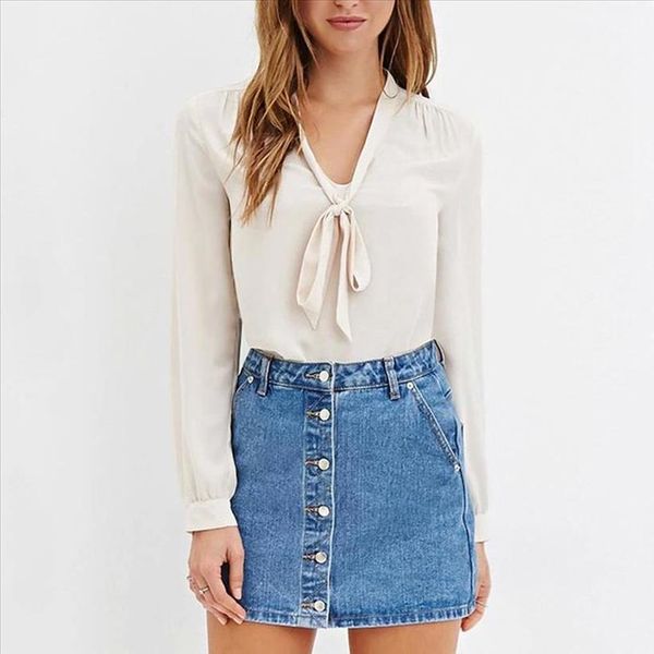 office work blouse womens bow tie neck shirt long sleeve casual shirts large size ladies v neck solid fashion daliy wear, White
office work blouse womens bow tie neck shirt long sleeve casual shirts large size ladies v neck solid fashion daliy wear, White