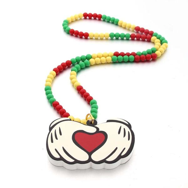 heart & hand pendant good wood hip-hop wooden casual men necklace wholesale, Silver 
heart & hand pendant good wood hip-hop wooden casual men necklace wholesale, Silver