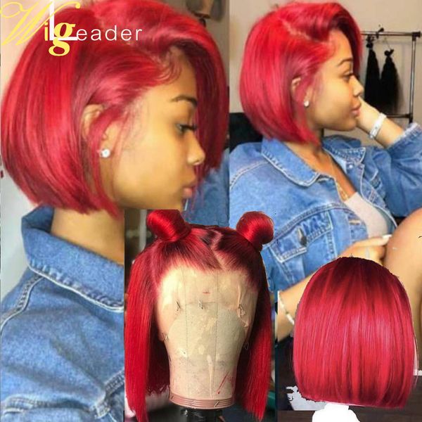 short red bob preplucked 13x6 lace frontal wigs style remy hair wigs with baby hair, Black
short red bob preplucked 13x6 lace frontal wigs style remy hair wigs with baby hair, Black