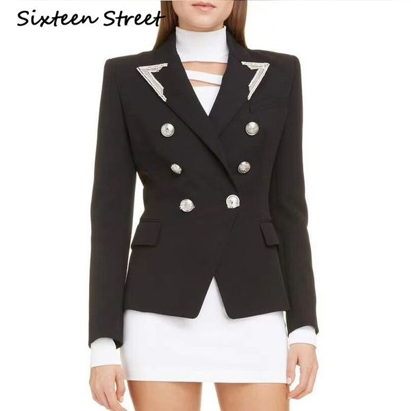 2020 new woman blazer jacket diamond beading notch collar double-breasted black white blazer coat female runway design autumn, White;black
2020 new woman blazer jacket diamond beading notch collar double-breasted black white blazer coat female runway design autumn, White;black
