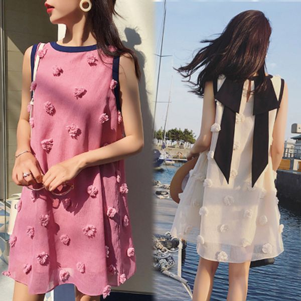 women o-neck dress sleevelss bowtie back summer dress plus size loose oversized short flower maternity vestidos, Black;gray
women o-neck dress sleevelss bowtie back summer dress plus size loose oversized short flower maternity vestidos, Black;gray