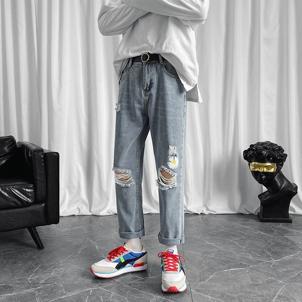 z3azb men's summer thin trendy loose straight daisy casual ankle-length pants korean jeans trousers and jeans fashion brand all-match p, Blue
z3azb men's summer thin trendy loose straight daisy casual ankle-length pants korean jeans trousers and jeans fashion brand all-match p, Blue
