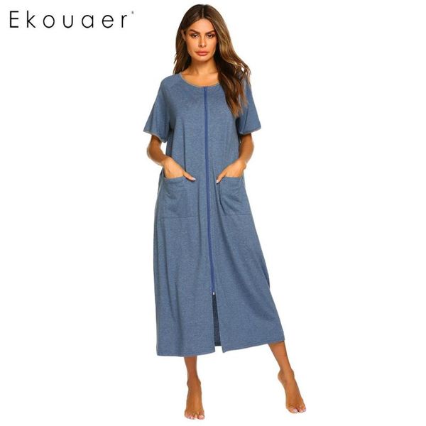 ekouaer long sleepshirts nightgown women o-neck short sleeve plaid zipper pockets calf length loose nightdress summer nightwear, Black;red
ekouaer long sleepshirts nightgown women o-neck short sleeve plaid zipper pockets calf length loose nightdress summer nightwear, Black;red