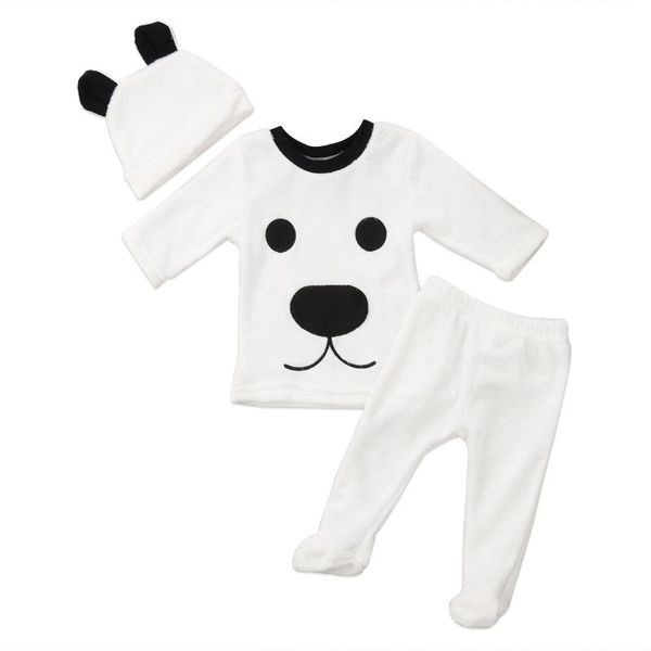 

brand infant toddler newborn baby girl boy fluffy lovely long sleeve pants+hat 3pcs outfits set warm clothes 0-24m, White