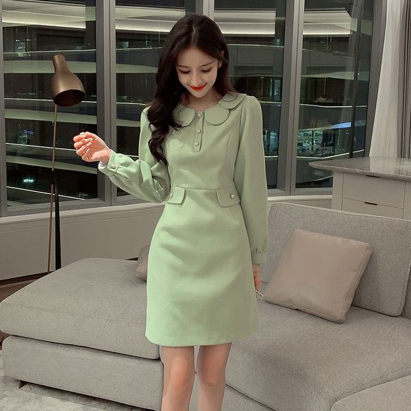 chic peter pan collar long sleeve dress women kawaii mini woolen winter dress elegant slim korean vintage ladies dresses green, Black;gray
chic peter pan collar long sleeve dress women kawaii mini woolen winter dress elegant slim korean vintage ladies dresses green, Black;gray