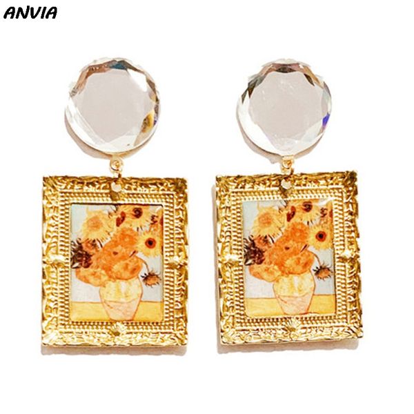 retro vincent gogh oil painting sunflower drop earrings women dangle crystal glass hyperbole ear jewelry party wedding gift, Silver
retro vincent gogh oil painting sunflower drop earrings women dangle crystal glass hyperbole ear jewelry party wedding gift, Silver