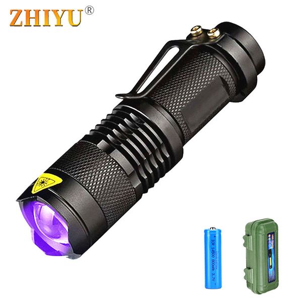 Led Uv Lighting Ultraviolet Torch Zoom Pet Urine Scorpion Detector Portable Light Three Mode Clip Unit Lamp Lantern