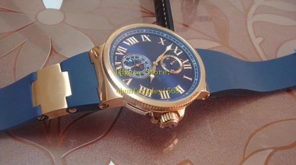 edition 43mm marine chronometer blue dial 18kt rose gold rubber strap automatic fashion men's watches wristwatches, Slivery;brown
edition 43mm marine chronometer blue dial 18kt rose gold rubber strap automatic fashion men's watches wristwatches, Slivery;brown