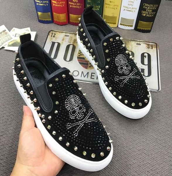 2019 streets trendy men designer rhinestone skull rivet platform casual flats shoes male wedding prom shoes loafers footwear lts, Black
2019 streets trendy men designer rhinestone skull rivet platform casual flats shoes male wedding prom shoes loafers footwear lts, Black