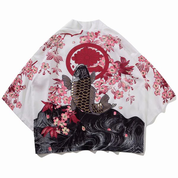 men's casual shirts japanese kimono koi fish printed harajuku 2021 hip hop men japan style streetwear summer thin clothes loose, White;black
men's casual shirts japanese kimono koi fish printed harajuku 2021 hip hop men japan style streetwear summer thin clothes loose, White;black