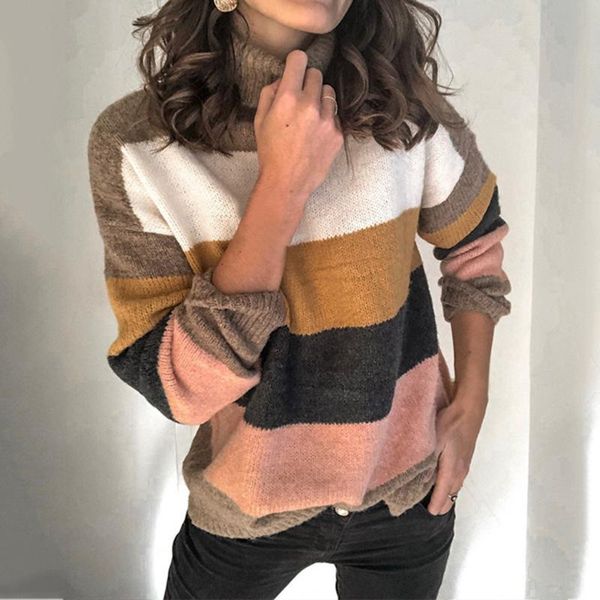 vintage striped women sweaters autumn winter turtleneck pullovers jumpers female knitted casual femme knitwear, White;black
vintage striped women sweaters autumn winter turtleneck pullovers jumpers female knitted casual femme knitwear, White;black