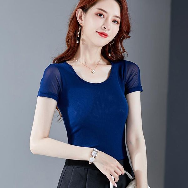 short-sleeved t-shirt 2020 fashion mesh slim bottoming shirt women o-neck splice wild tshirt female summer ladies clothes, White
short-sleeved t-shirt 2020 fashion mesh slim bottoming shirt women o-neck splice wild tshirt female summer ladies clothes, White