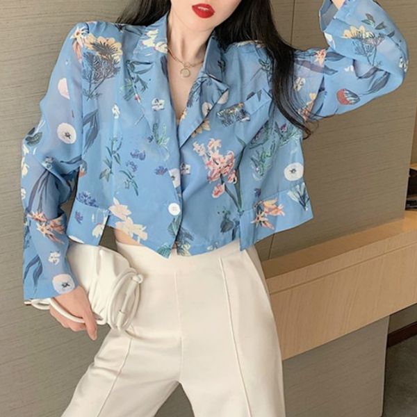 summer new floral long-sleeved blouse shirt women's thin short slim-fit coat shirt jumper, White
summer new floral long-sleeved blouse shirt women's thin short slim-fit coat shirt jumper, White