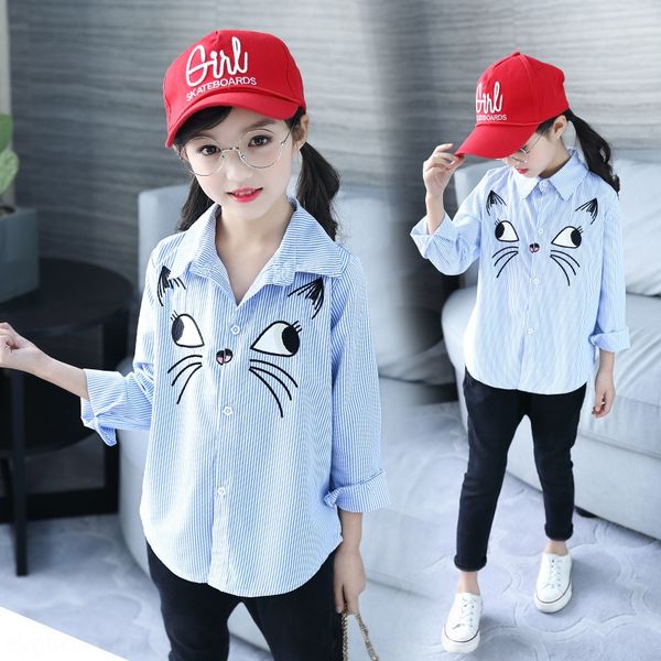 2hhxg clothing girls 2019 new medium and large children korean casual cat striped shirt fashion all-match clothing children's children, White;black
2hhxg clothing girls 2019 new medium and large children korean casual cat striped shirt fashion all-match clothing children's children, White;black