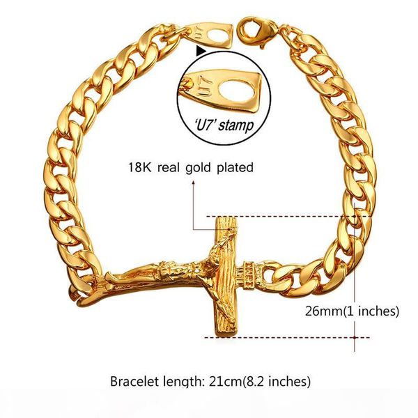 crucifix cross charm bracelet 18k real gold platinum rose gold plated cuban chain cross bracelet for women men, Black
crucifix cross charm bracelet 18k real gold platinum rose gold plated cuban chain cross bracelet for women men, Black