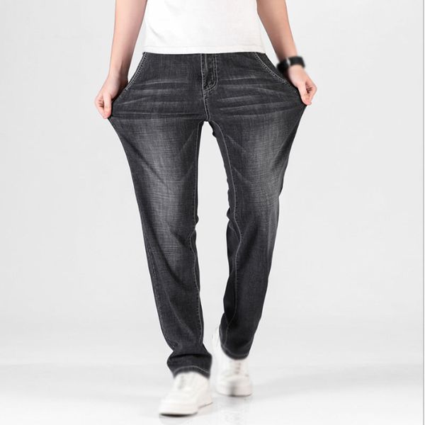 men's summer mid-waist straight slim fitting denim pants high elastic trousers loose casual business jeans large size 29-46, Blue
men's summer mid-waist straight slim fitting denim pants high elastic trousers loose casual business jeans large size 29-46, Blue