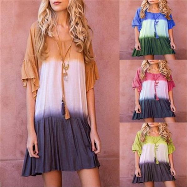 gradient printed women dress designer short sleeve t-shirt casual round neck tie dye dress female loose short skirt clothing, Black;gray
gradient printed women dress designer short sleeve t-shirt casual round neck tie dye dress female loose short skirt clothing, Black;gray