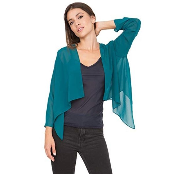 fashion women's open front solid chiffon sheer bolero shrug cardigan cropped blouse loose casual shirts plus size women clothes, White
fashion women's open front solid chiffon sheer bolero shrug cardigan cropped blouse loose casual shirts plus size women clothes, White