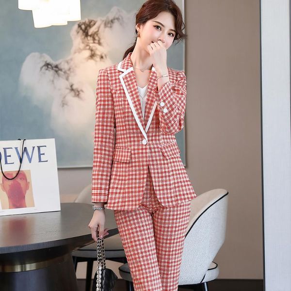 women's suits & blazers arrival red green plaid 2 piece set women girl pant suit female office lady jacket and ankle length work blazer, White;black
women's suits & blazers arrival red green plaid 2 piece set women girl pant suit female office lady jacket and ankle length work blazer, White;black