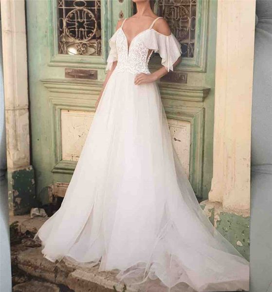simple country wedding dress 2020 deep v neck a line bride dress glitter appliques lace backless women bridal gowns custom made, White
simple country wedding dress 2020 deep v neck a line bride dress glitter appliques lace backless women bridal gowns custom made, White
