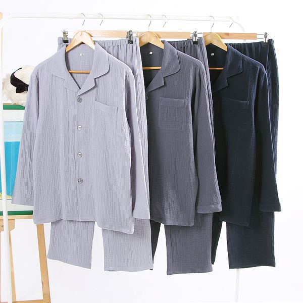 new mens double crepe gauze pajama set solid cotton long shirt nightwear long sleeve nightgown men pijamas big size sleepwear, Black;brown
new mens double crepe gauze pajama set solid cotton long shirt nightwear long sleeve nightgown men pijamas big size sleepwear, Black;brown