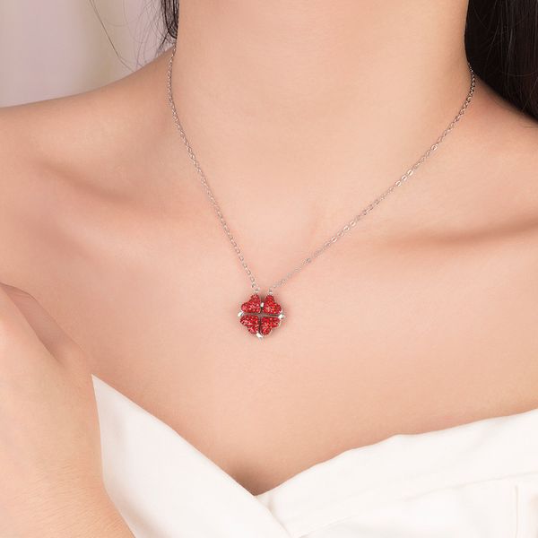 2020 designer new heart clover variety retractable two-piece direct red and blue double-sided pendant necklace wholesale, Silver
2020 designer new heart clover variety retractable two-piece direct red and blue double-sided pendant necklace wholesale, Silver