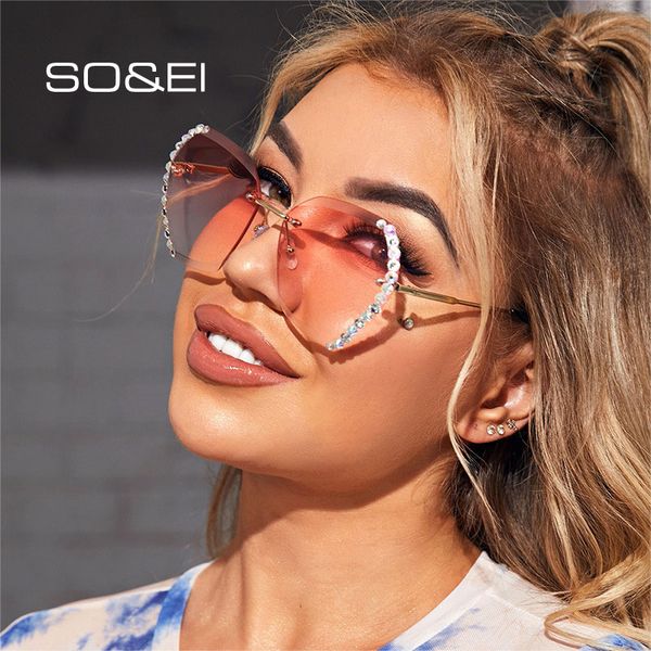 so&ei fashion oversized rimless women luxury diamond sunglasses polygon clear ocean gradient lens eyewear female sun glasses men, White;black
so&ei fashion oversized rimless women luxury diamond sunglasses polygon clear ocean gradient lens eyewear female sun glasses men, White;black