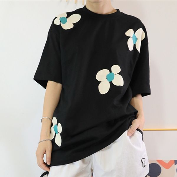 cotton womens black t shirt 2020 summer o-neck floral print simple loose casual tee female t-shirts, White
cotton womens black t shirt 2020 summer o-neck floral print simple loose casual tee female t-shirts, White