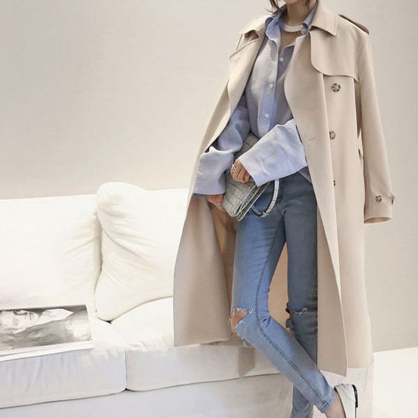women's trench coats korean coat lady spring long windbreaker stylish autumn loose outwear cloak black double-breasted slit women, Tan;black
women's trench coats korean coat lady spring long windbreaker stylish autumn loose outwear cloak black double-breasted slit women, Tan;black