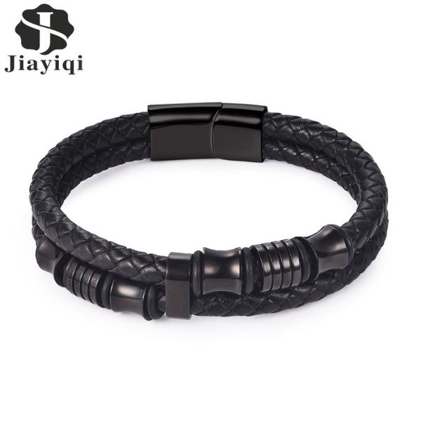 jiayiqi black rope chain leather bracelet for men jewelry stainless steel magnetic clasp fashion vintage male bangle 18/20/22cm, Golden;silver
jiayiqi black rope chain leather bracelet for men jewelry stainless steel magnetic clasp fashion vintage male bangle 18/20/22cm, Golden;silver