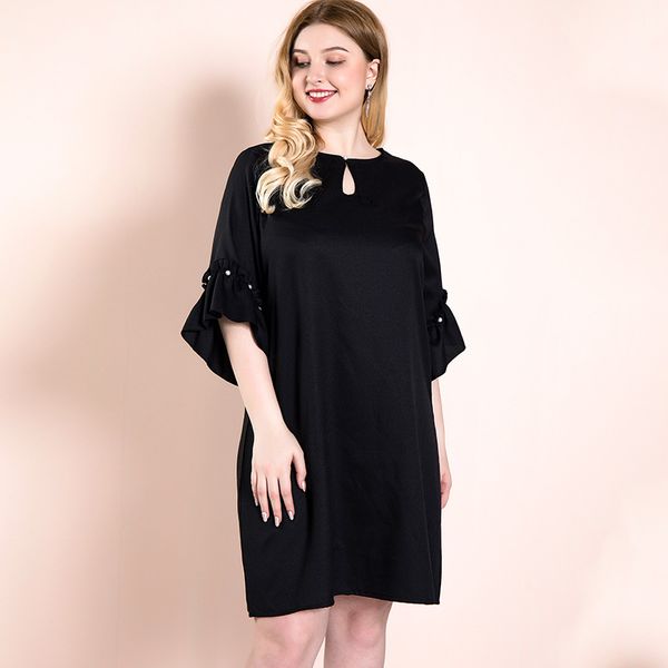 2020 new summer ruffle sleeves o-neck chiffon dress for women in plus size from xl to 4xl, White;black
2020 new summer ruffle sleeves o-neck chiffon dress for women in plus size from xl to 4xl, White;black