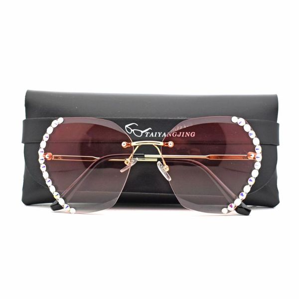 fashion women's sunglasses hand-made rhinestone rimless sun glasses female oversized gradient shades uv400 eyewear with case, White;black
fashion women's sunglasses hand-made rhinestone rimless sun glasses female oversized gradient shades uv400 eyewear with case, White;black