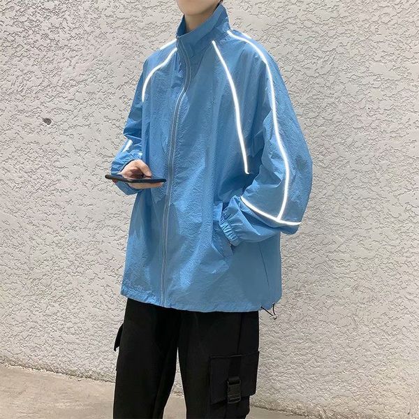 men's jackets thin reflective track jacket fashion casual baseball uniform mens streetwear loose hip-hop bomber men m-2xl, Black;brown 
men's jackets thin reflective track jacket fashion casual baseball uniform mens streetwear loose hip-hop bomber men m-2xl, Black;brown