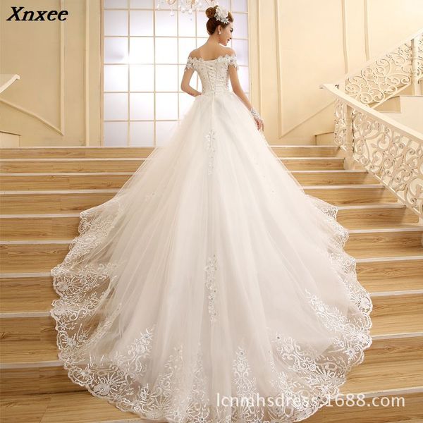 vestido de novia new bridal gown princess white lace beading crystal boat neck royal train dresses plus size xnxee, Black;gray
vestido de novia new bridal gown princess white lace beading crystal boat neck royal train dresses plus size xnxee, Black;gray