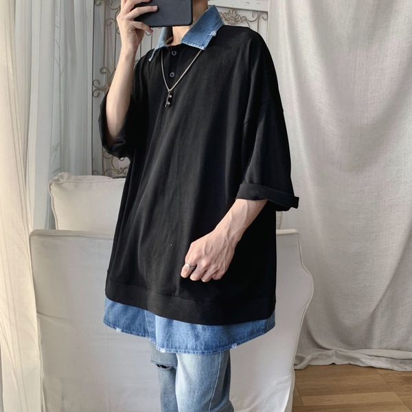 summer fake two-piece t-shirt men's fashion cotton casual lapel t-shirt men streetwear loose hip-hop short-sleeved tshirt mens, White;black
summer fake two-piece t-shirt men's fashion cotton casual lapel t-shirt men streetwear loose hip-hop short-sleeved tshirt mens, White;black