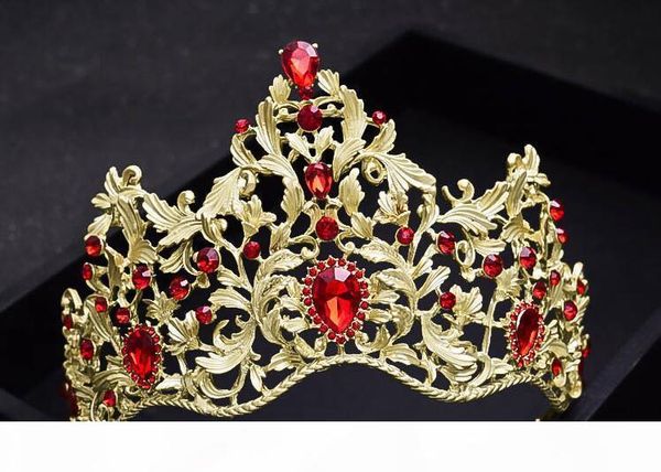 european oversized red diamond baroque bride crown earrings suit gold wedding headdress hair ornaments, Slivery;golden
european oversized red diamond baroque bride crown earrings suit gold wedding headdress hair ornaments, Slivery;golden