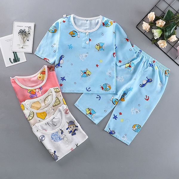 t6afd new children's cotton silk suit boys' cotton silk thin seven-sleeve girls boys' air-conditioning home clothes pajamas a
t6afd new children's cotton silk suit boys' cotton silk thin seven-sleeve girls boys' air-conditioning home clothes pajamas a