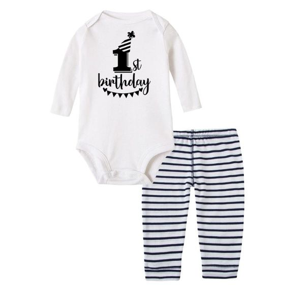 my first birthday infant baby cotton clothing set newborn boys girls long sleeve romper striped pants outfits clothes 2pcs 0-24m, White
my first birthday infant baby cotton clothing set newborn boys girls long sleeve romper striped pants outfits clothes 2pcs 0-24m, White