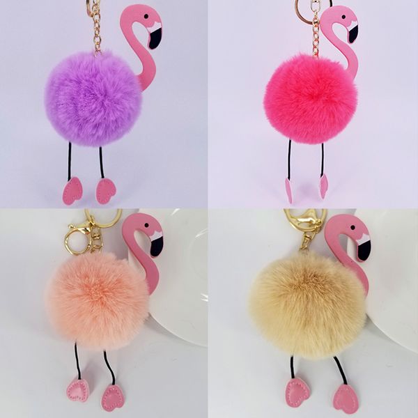 cute flamingo charms key chain, handmade fluffy pompom balls key ring bags pendant decor cartoon couple ornament gift keychains, Silver 
cute flamingo charms key chain, handmade fluffy pompom balls key ring bags pendant decor cartoon couple ornament gift keychains, Silver