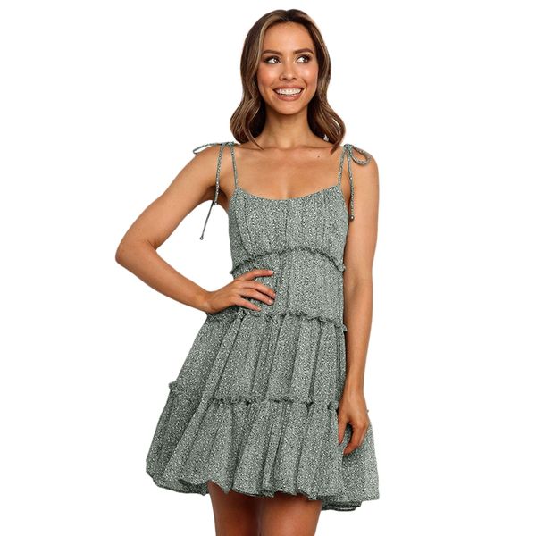 spaghetti strap ruffle trim sweet vacation floral printed dress lovely mini summer dress, White
spaghetti strap ruffle trim sweet vacation floral printed dress lovely mini summer dress, White