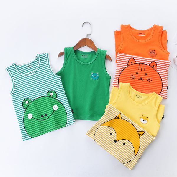 male and female children's clothing vest baby summer striped cartoon sleeveless cotton vest children's wear, Blue
male and female children's clothing vest baby summer striped cartoon sleeveless cotton vest children's wear, Blue