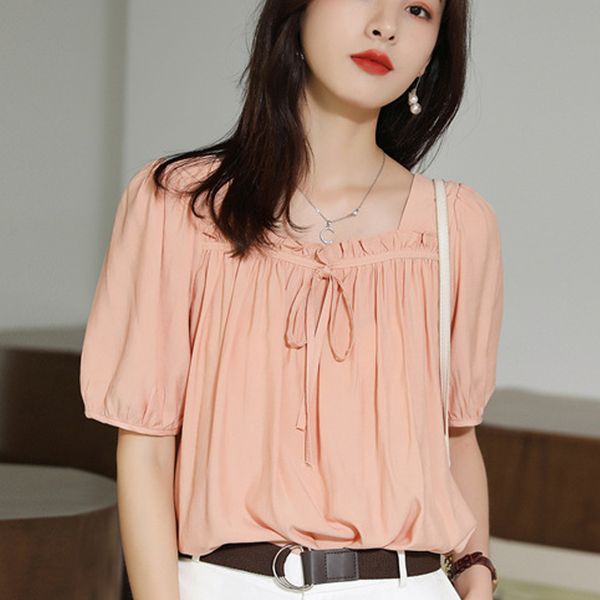 white pink blue blusas mujer de moda 2020 summer korean style new short sleeve square collar stitching women shirt 08c
white pink blue blusas mujer de moda 2020 summer korean style new short sleeve square collar stitching women shirt 08c