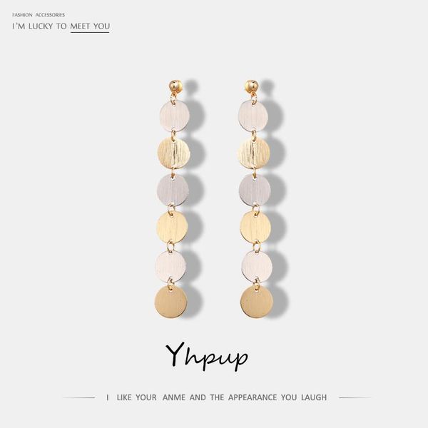 yhpup s925 silver pin round coin long drop dangle fashion earrings copper charm night club earrings for women party jewelry gift 
yhpup s925 silver pin round coin long drop dangle fashion earrings copper charm night club earrings for women party jewelry gift