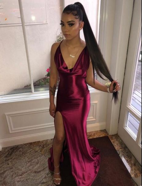 simple burgundy satin prom dresses long v neck backless evening dresses party gowns side slit black girls prom gowns b106
simple burgundy satin prom dresses long v neck backless evening dresses party gowns side slit black girls prom gowns b106