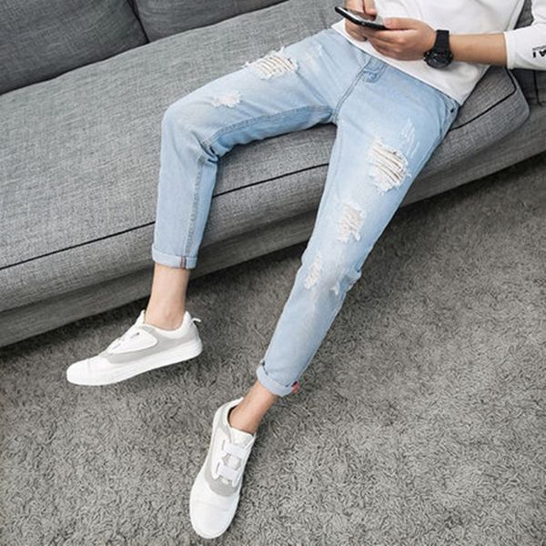 cropped jeans tight jeans tight slim-fit korean style trendy beggar pants men's skinny pants men's light color, Blue
cropped jeans tight jeans tight slim-fit korean style trendy beggar pants men's skinny pants men's light color, Blue
