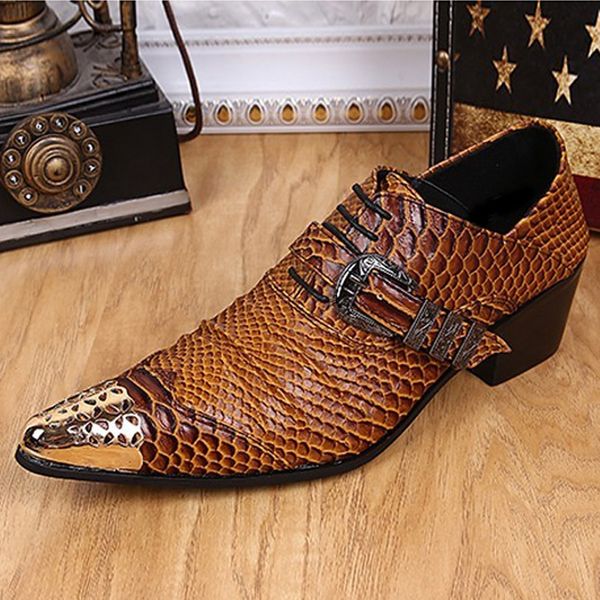 plus size 2018 luxury alligator pointed toe man metal tipped oxfords genuine leather high heels men's formal dress shoes sl229, Black
plus size 2018 luxury alligator pointed toe man metal tipped oxfords genuine leather high heels men's formal dress shoes sl229, Black