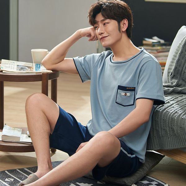 exmai men's pajamas new korean style casual pullover short sleeve clothes set pullover home suit shorts home clothes set 050#057#lm col, Black;brown
exmai men's pajamas new korean style casual pullover short sleeve clothes set pullover home suit shorts home clothes set 050#057#lm col, Black;brown